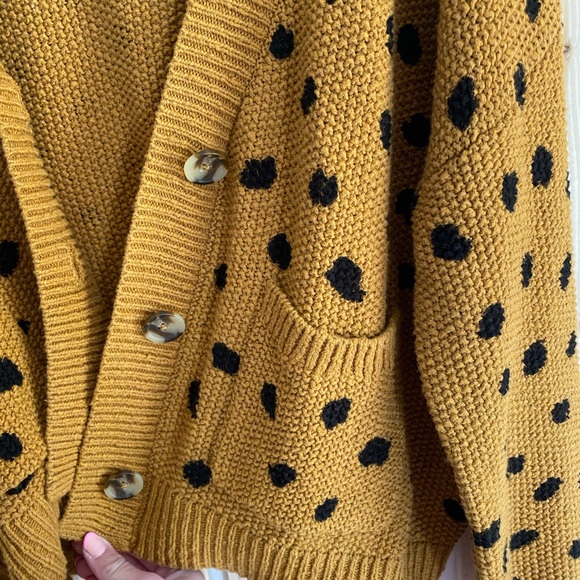 Madewell Mustard Yellow Cardigan w/Black dots NWOT - Picture 6 of 12
